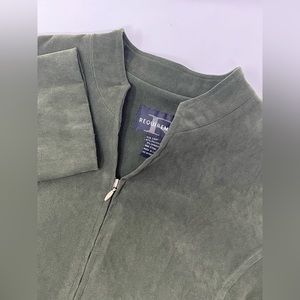 Requirements Women Green Lined Zip Up Blazer Jacket Size 14P Polyester Used GHN6